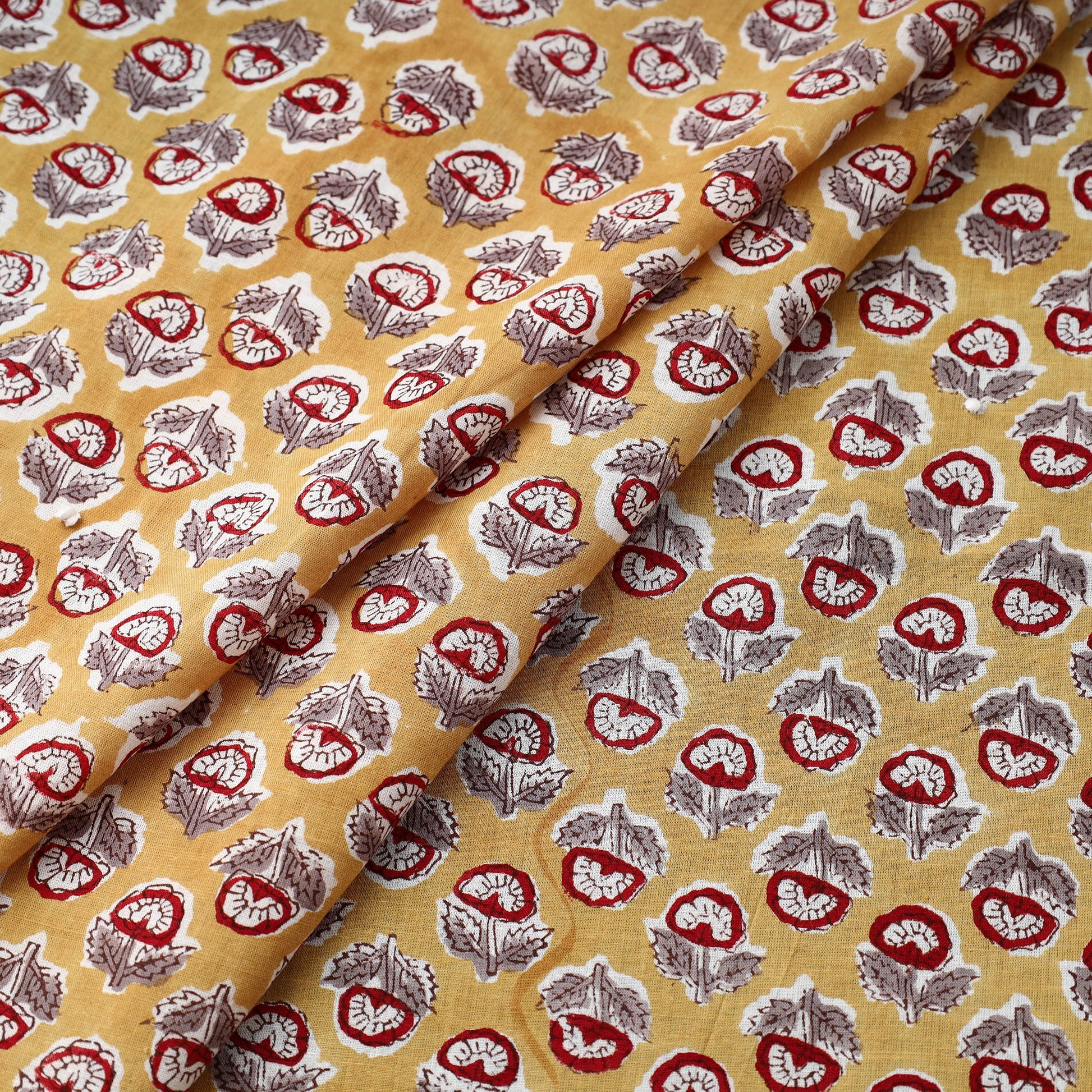 Brown - Pure Cotton Sanganeri Print Fabric 15