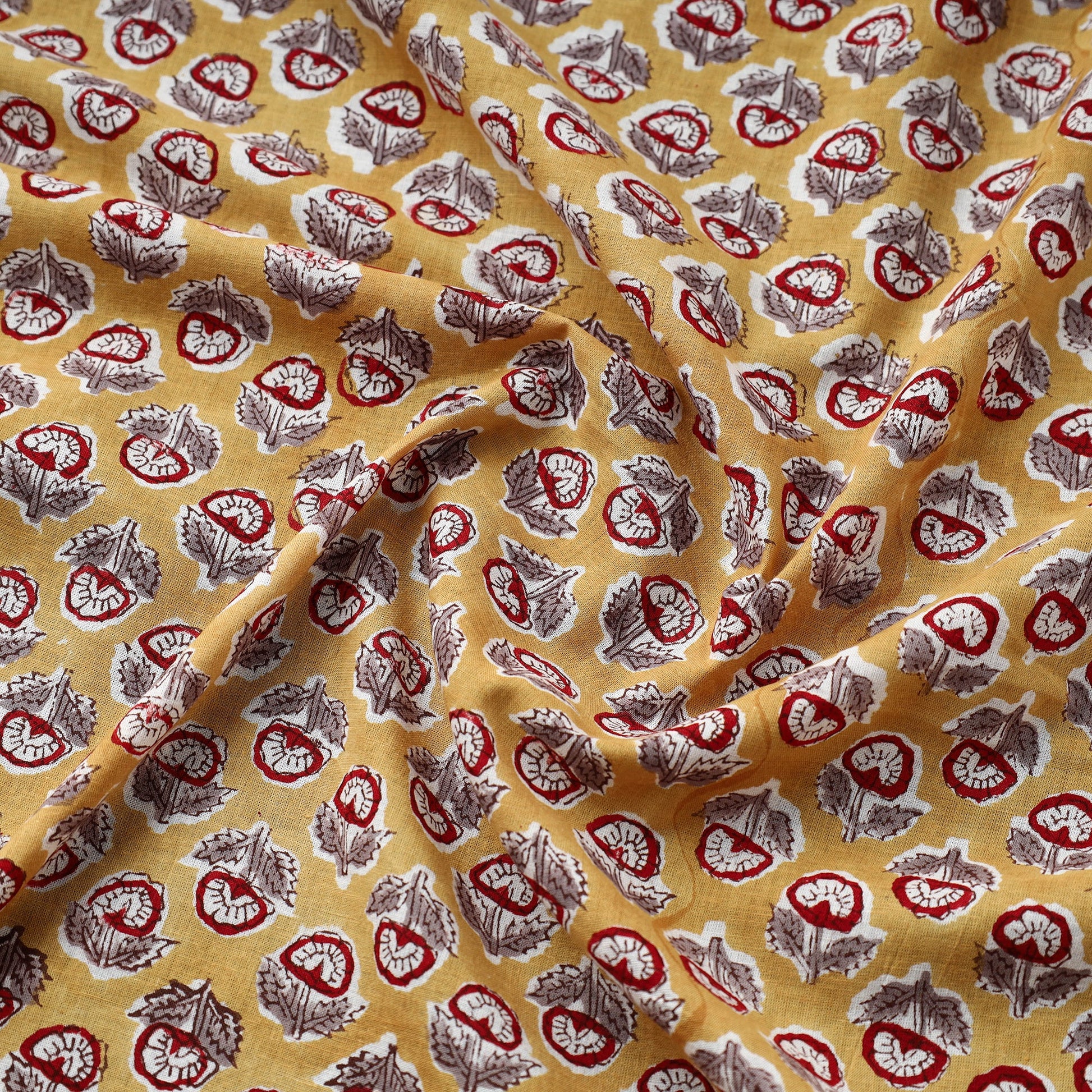 Brown - Pure Cotton Sanganeri Print Fabric 15