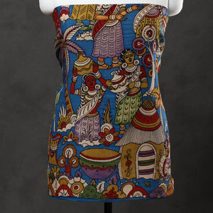 Blue - 3pc Chanderi Silk Kalamkari Kurta with Jacquard Dupatta 01