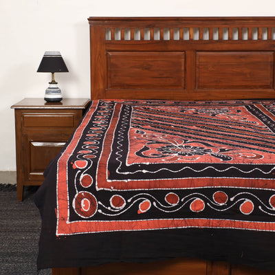 Black - Hand Batik Printed Cotton Single Bed Cover (96 x 59 in) 08