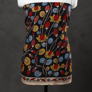 Black - 3pc Chanderi Silk Kalamkari Kurta with Polka Dot Dupatta 08