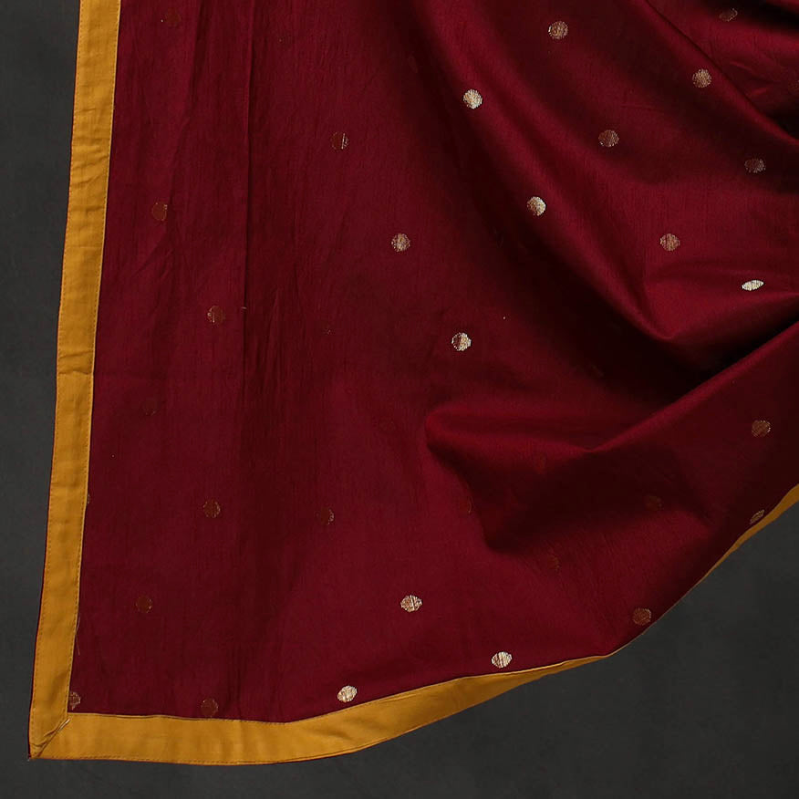 Black - 3pc Chanderi Silk Kalamkari Kurta with Polka Dot Dupatta 08