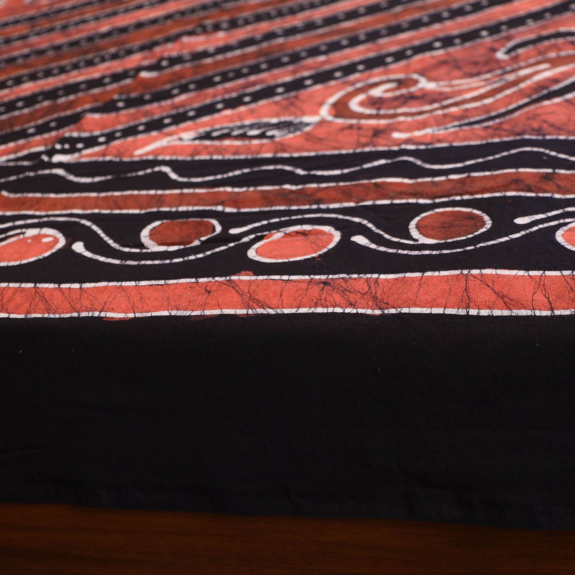 Black - Hand Batik Printed Cotton Single Bed Cover (96 x 59 in) 08