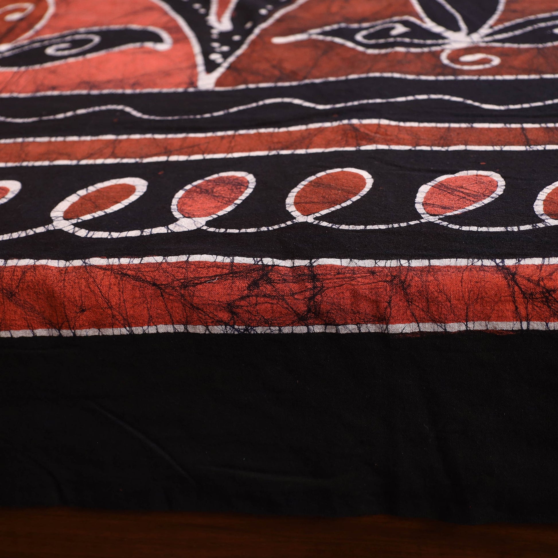 Black - Hand Batik Printed Cotton Single Bed Cover (96 x 59 in) 09