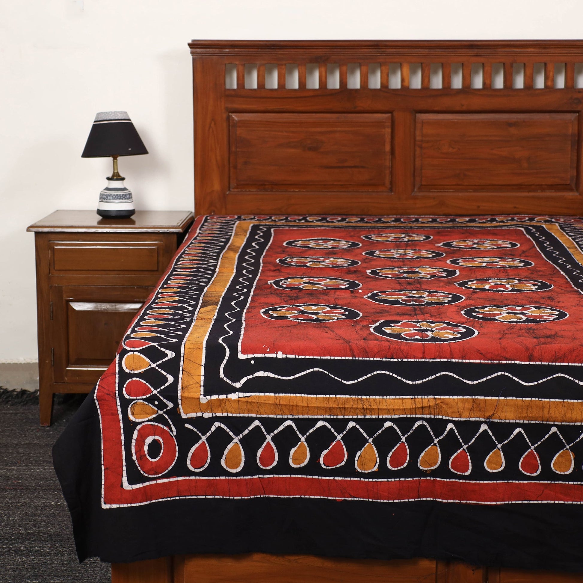 Black - Hand Batik Printed Cotton Single Bed Cover (96 x 59 in) 10