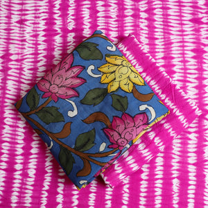 Blue - 3pc Chanderi Silk Kalamkari Kurta with Shibori Dupatta 16