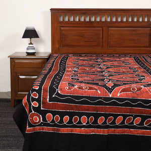 Black - Hand Batik Printed Cotton Single Bed Cover (96 x 59 in) 23