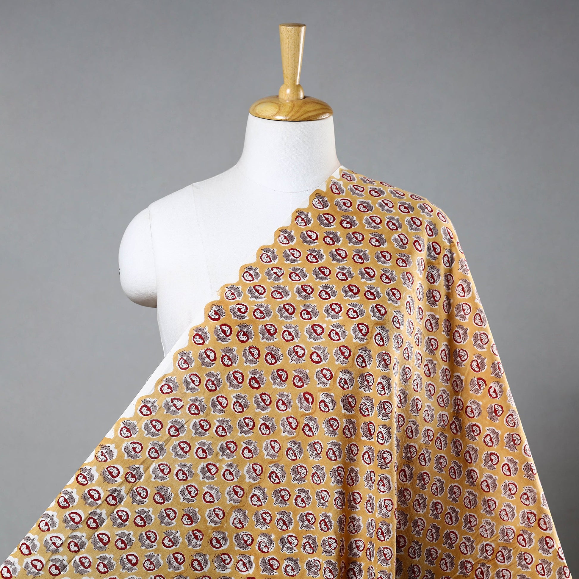 Brown - Pure Cotton Sanganeri Print Fabric 15