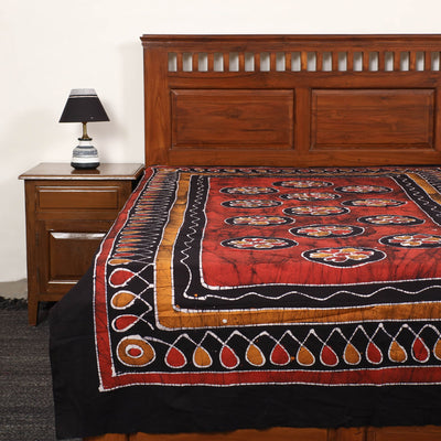 Black - Hand Batik Printed Cotton Single Bed Cover (96 x 59 in) 28