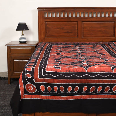 Black - Hand Batik Printed Cotton Single Bed Cover (96 x 59 in) 29