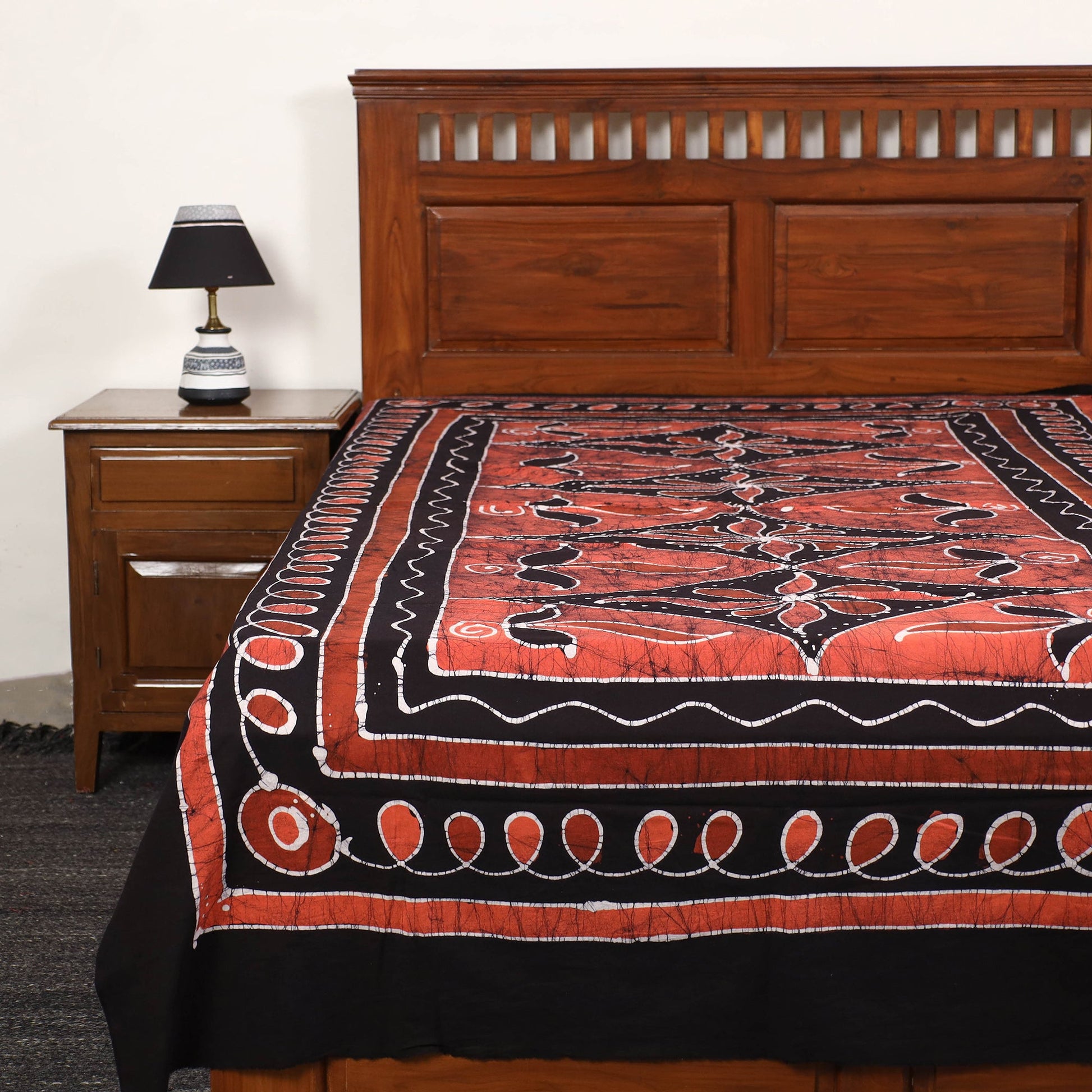 Black - Hand Batik Printed Cotton Single Bed Cover (96 x 59 in) 29