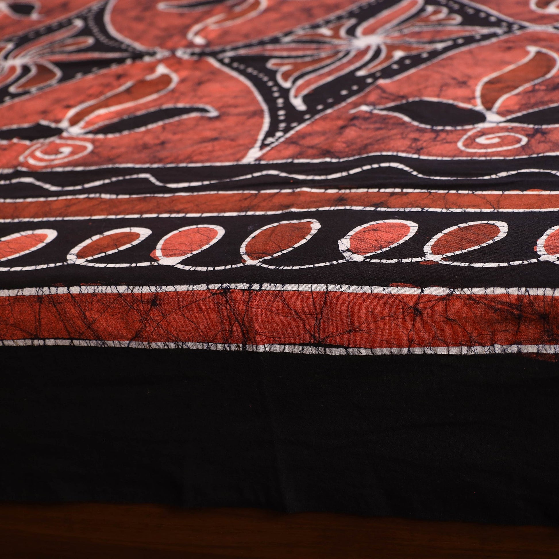 Black - Hand Batik Printed Cotton Single Bed Cover (96 x 59 in) 29