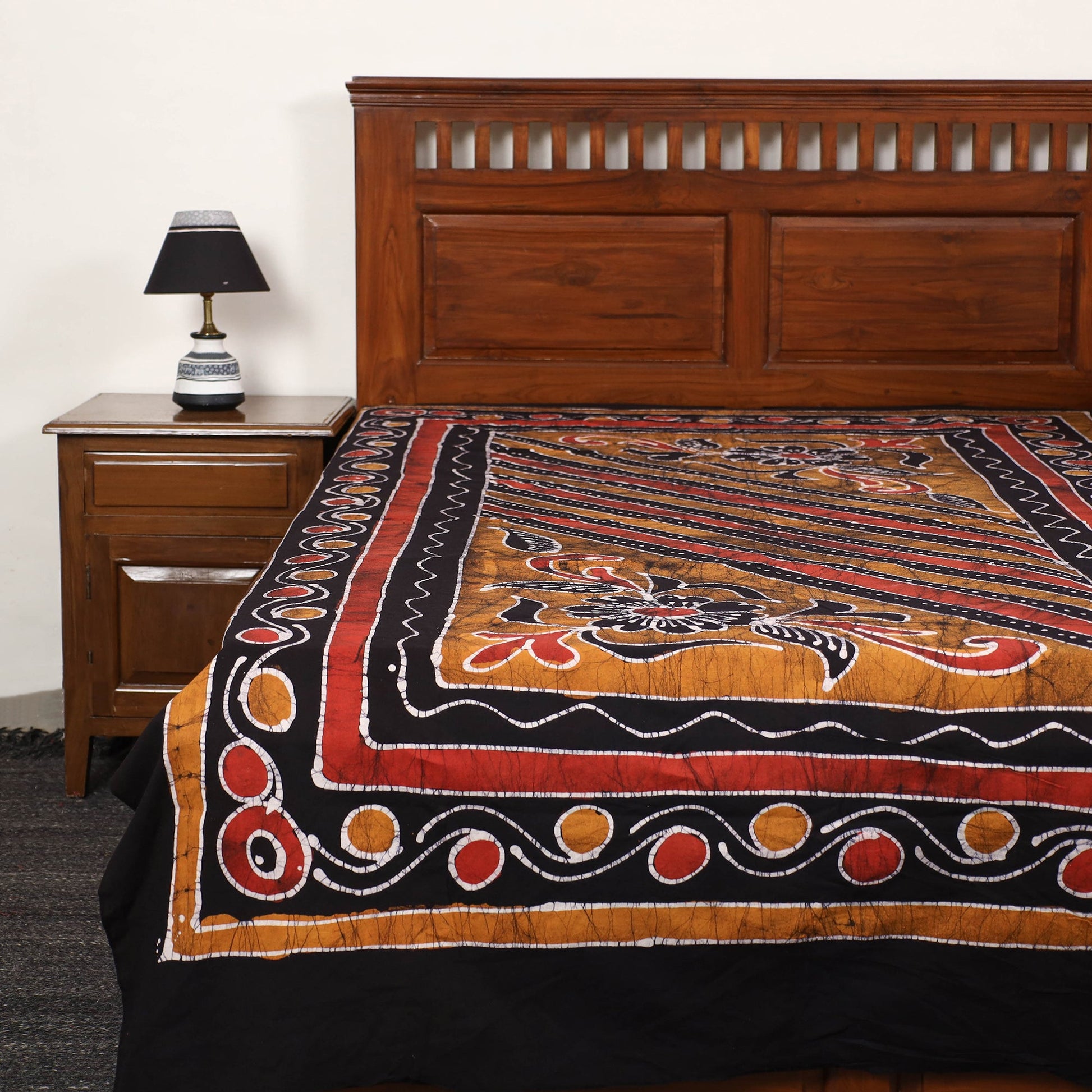 Black - Hand Batik Printed Cotton Single Bed Cover (96 x 59 in) 30