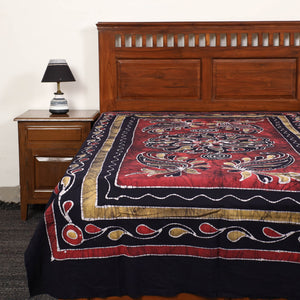 Black - Hand Batik Printed Cotton Single Bed Cover (96 x 59 in) 34