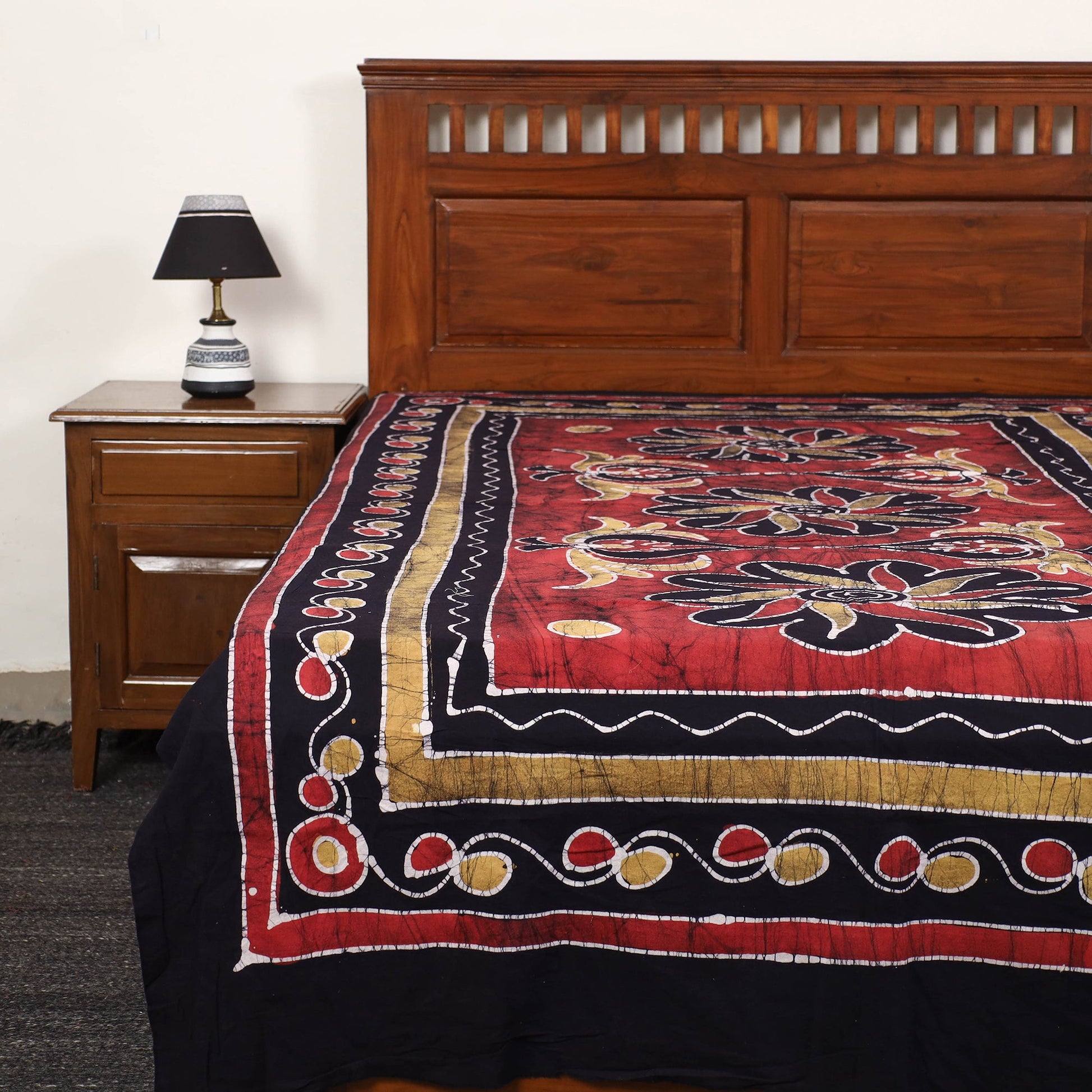 Black - Hand Batik Printed Cotton Single Bed Cover (96 x 59 in) 35