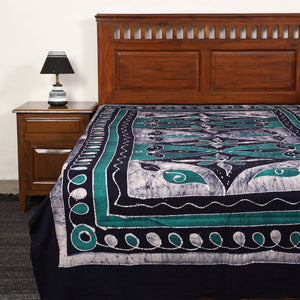 Blue - Hand Batik Printed Cotton Single Bed Cover (96 x 59 in) 39