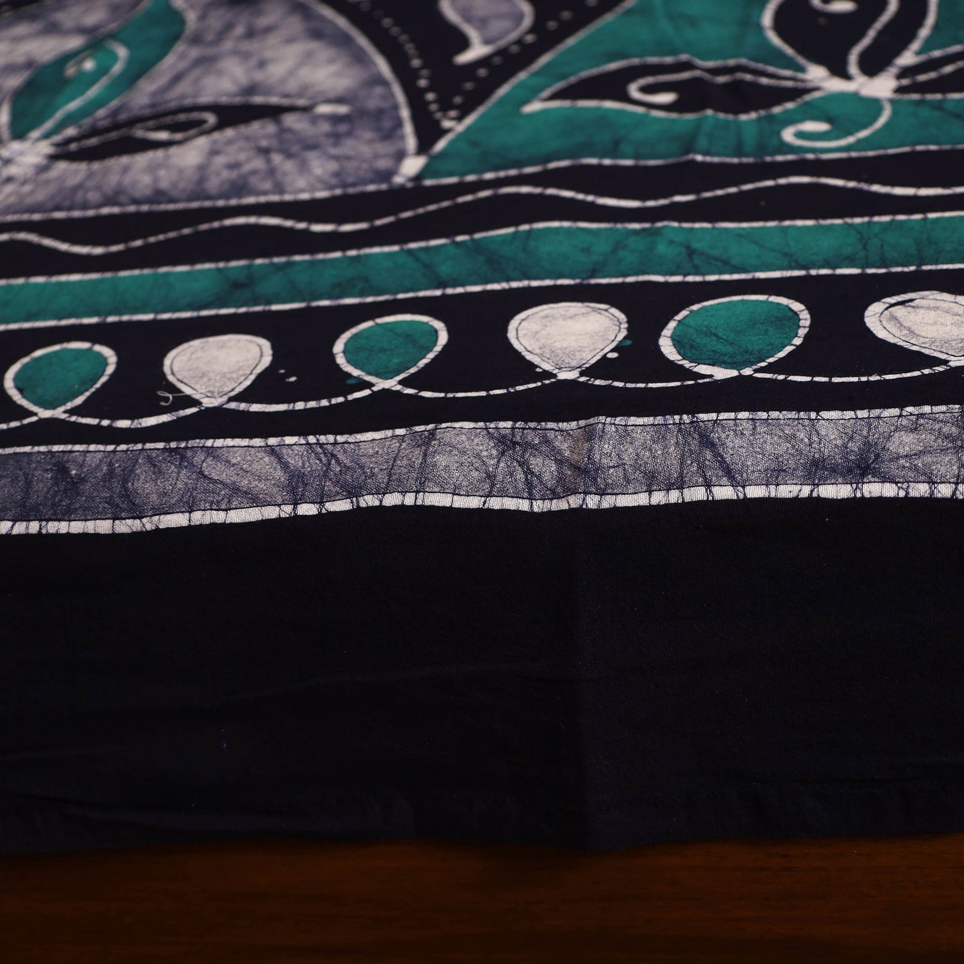 Blue - Hand Batik Printed Cotton Single Bed Cover (96 x 59 in) 39