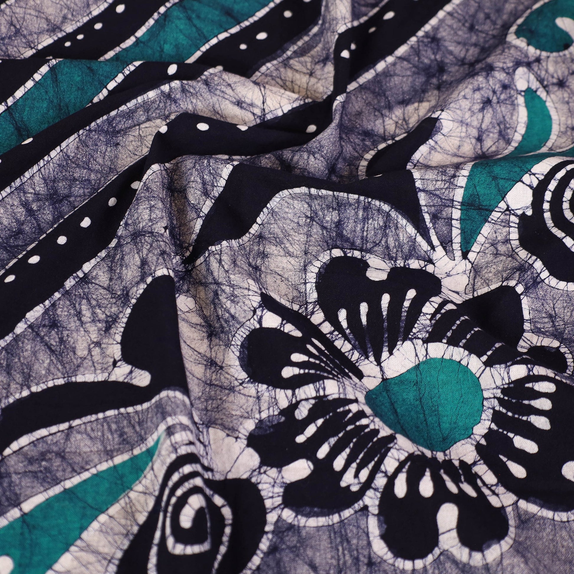 Blue - Hand Batik Printed Cotton Single Bed Cover (96 x 59 in) 41