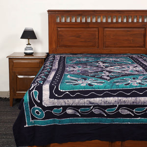 Blue - Hand Batik Printed Cotton Single Bed Cover (96 x 59 in) 42