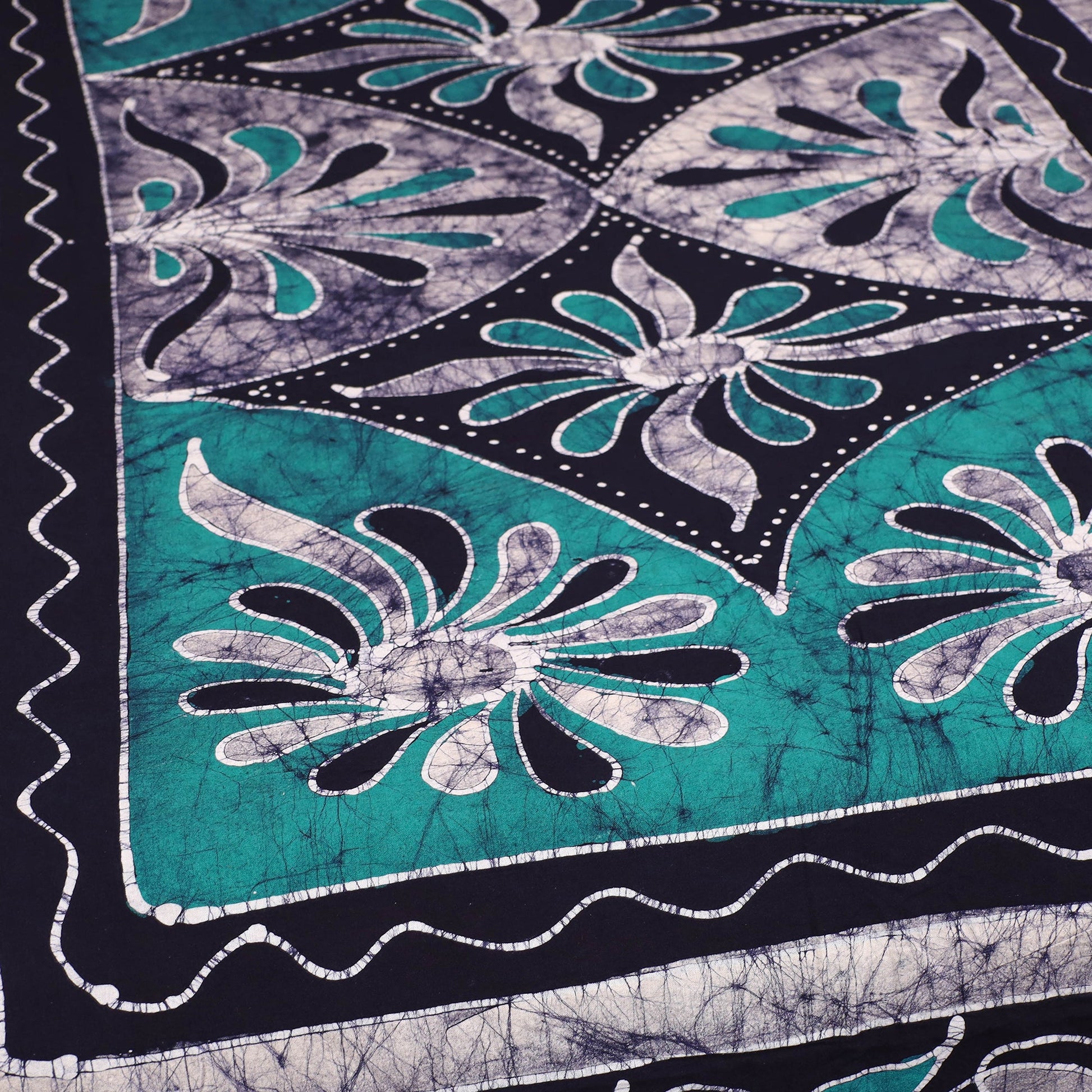 Blue - Hand Batik Printed Cotton Single Bed Cover (96 x 59 in) 42