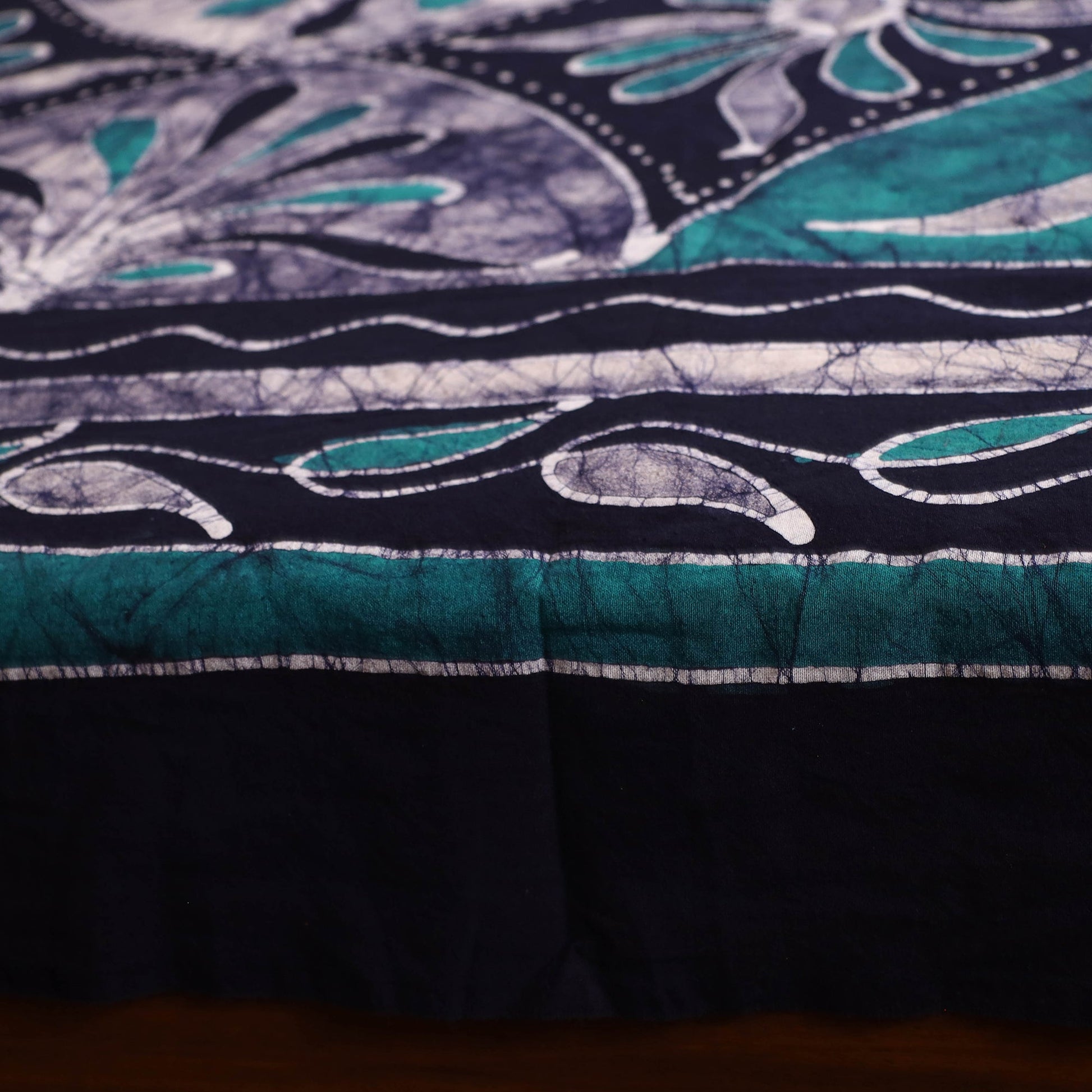 Blue - Hand Batik Printed Cotton Single Bed Cover (96 x 59 in) 42