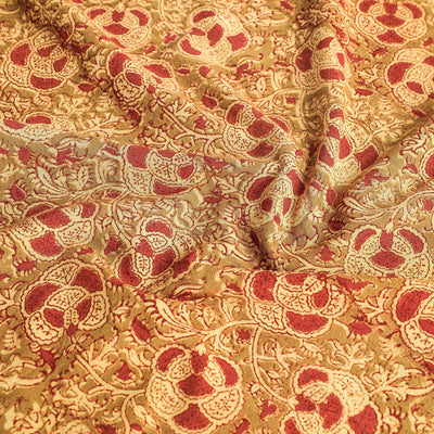 Brown - Original Pedana Kalamkari Block Printed Cotton Table Cover (45 x 45 in)