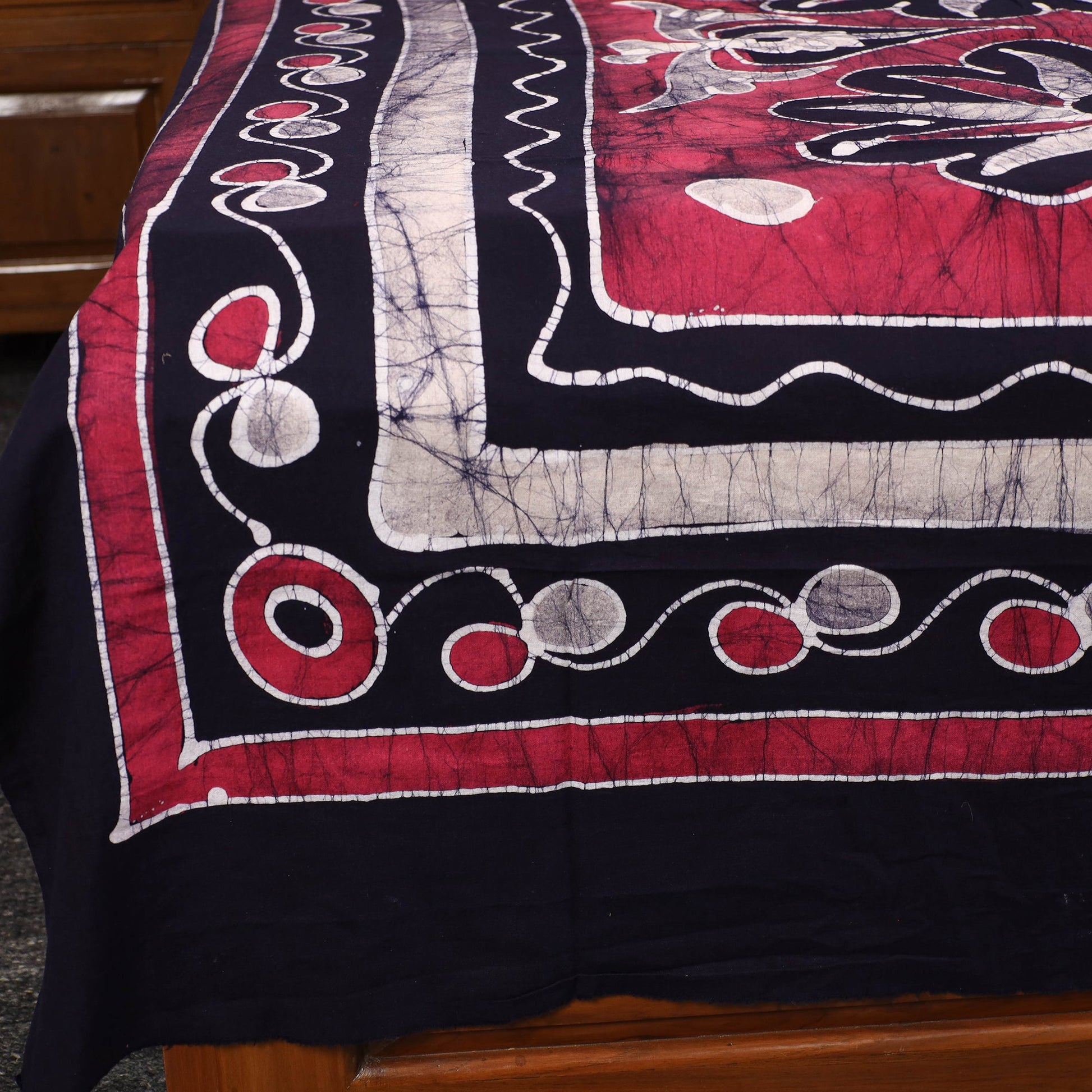 Black - Hand Batik Printed Cotton Single Bed Cover (96 x 59 in) 43