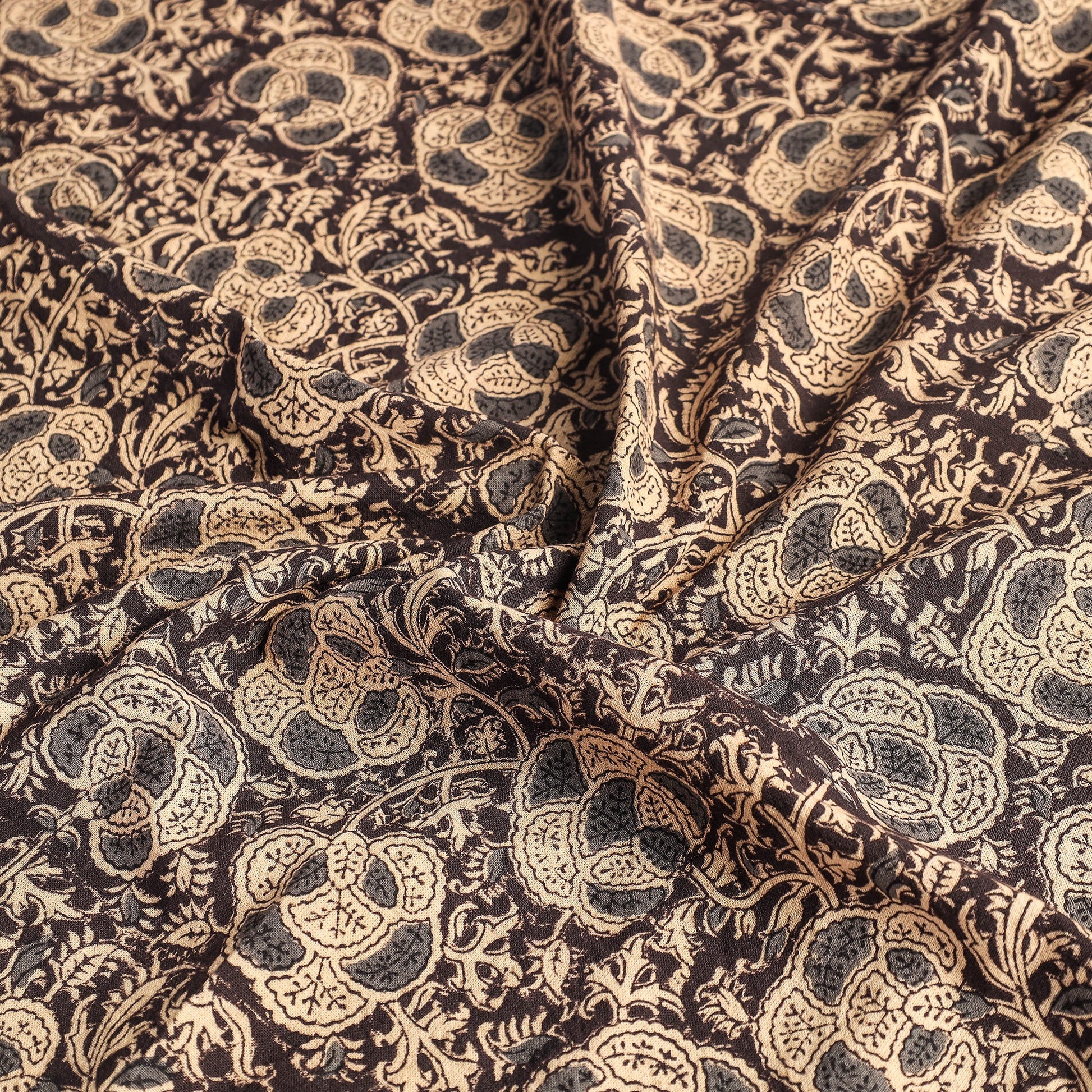 Brown - Original Pedana Kalamkari Block Printed Cotton Table Cover (45 x 45 in)