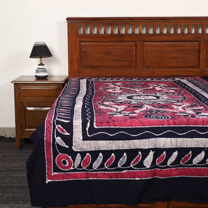 Black - Hand Batik Printed Cotton Single Bed Cover (96 x 59 in) 45