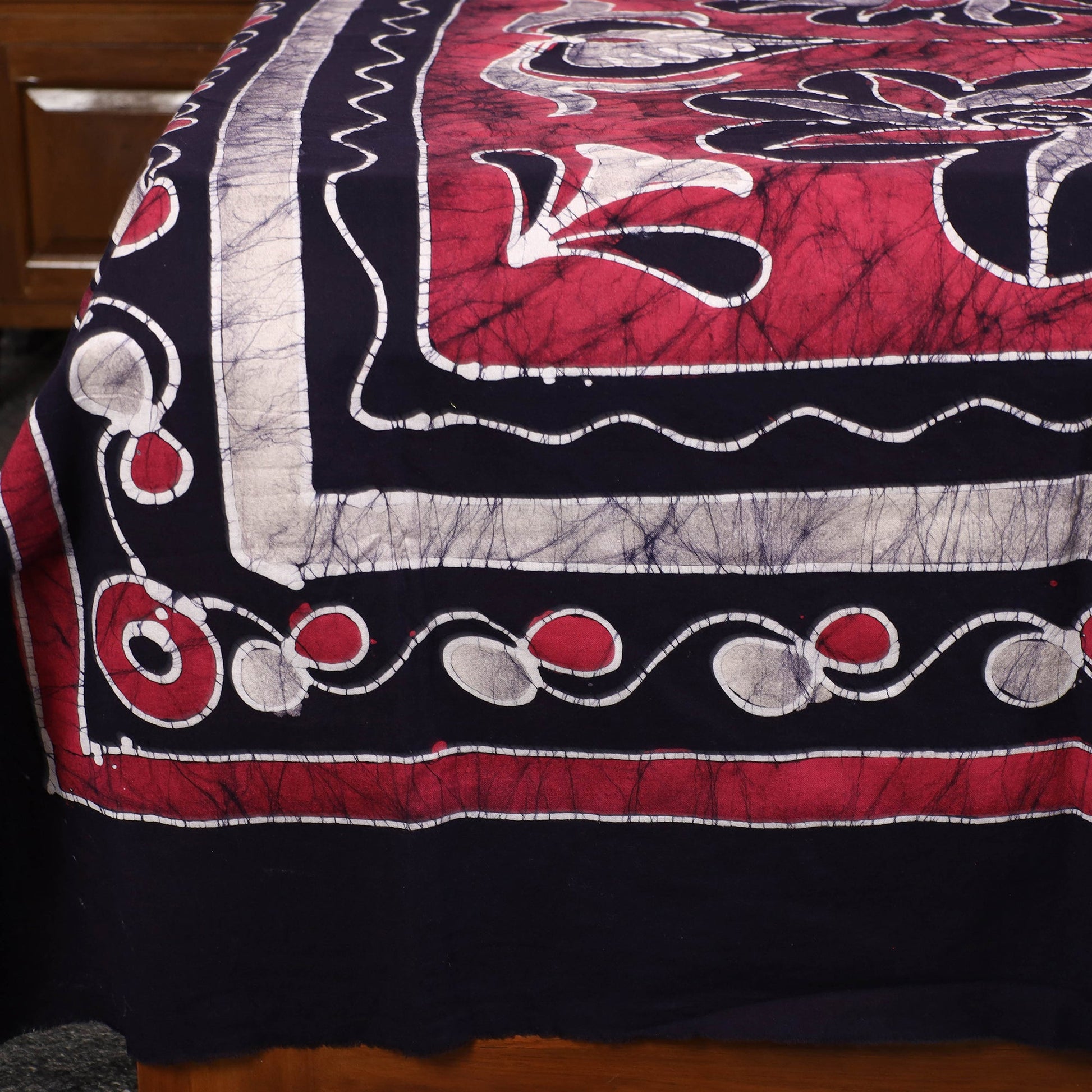 Black - Hand Batik Printed Cotton Single Bed Cover (96 x 59 in) 46