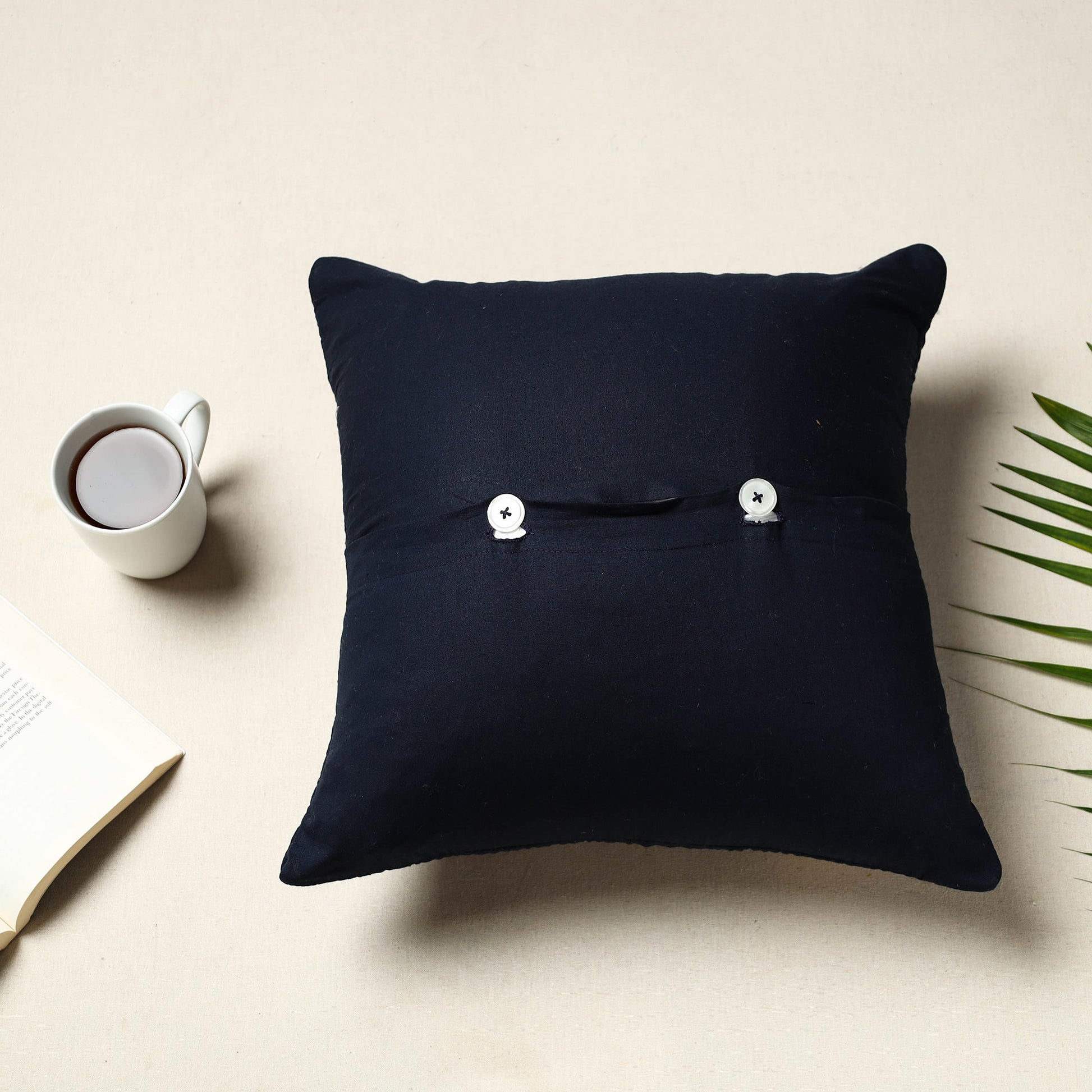 Blue  - Quilted Applique Cushion Cover (16 x 16 in) 08