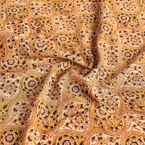 Beige - Original Pedana Kalamkari Block Printed Cotton Table Cover (45 x 45 in)