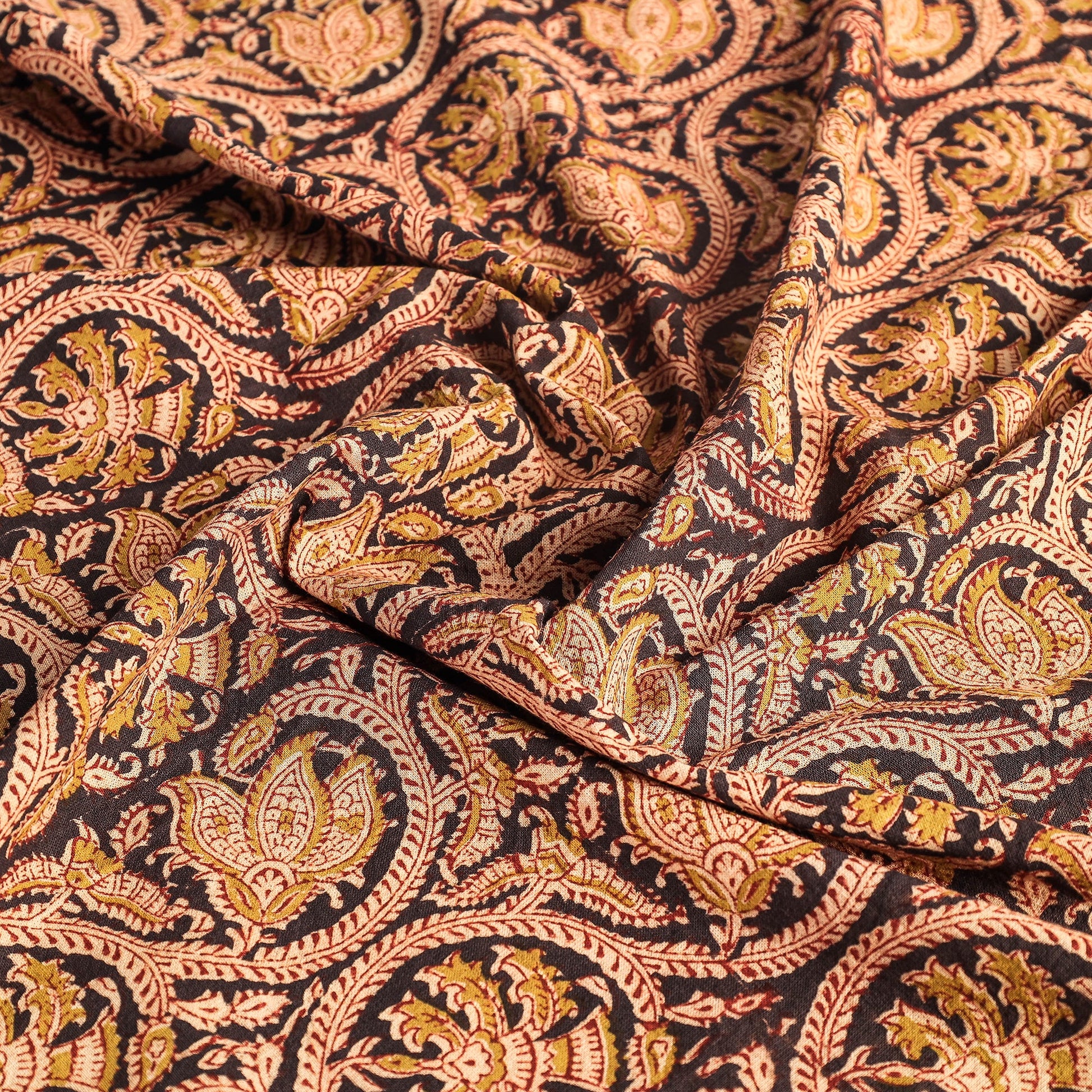 Beige - Original Pedana Kalamkari Block Printed Cotton Table Cover (45 x 45 in)