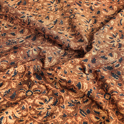 Brown - Original Pedana Kalamkari Block Printed Cotton Table Cover (45 x 45 in)