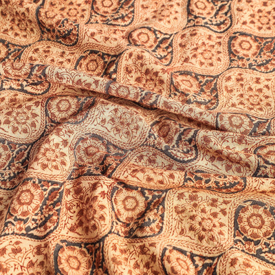 Beige - Original Pedana Kalamkari Block Printed Cotton Table Cover (45 x 45 in)