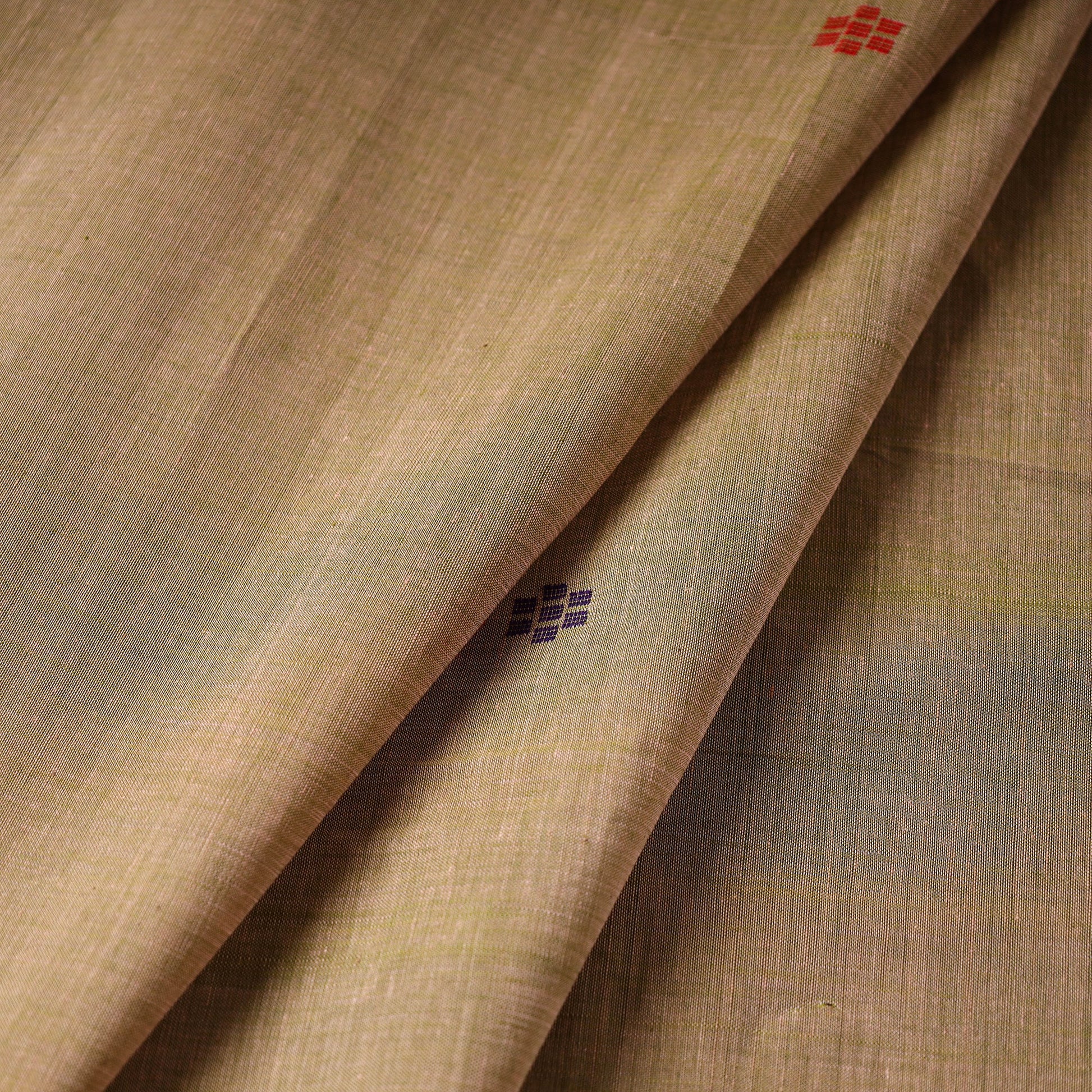 Brown - Mangalagiri Handloom Cotton Thread Buti Fabric