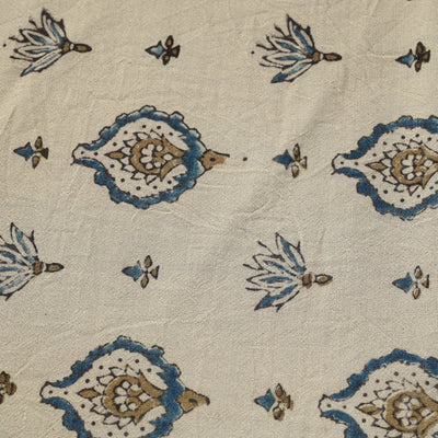 Beige - Pure Wool Handloom Ajrakh Print Fabric 04