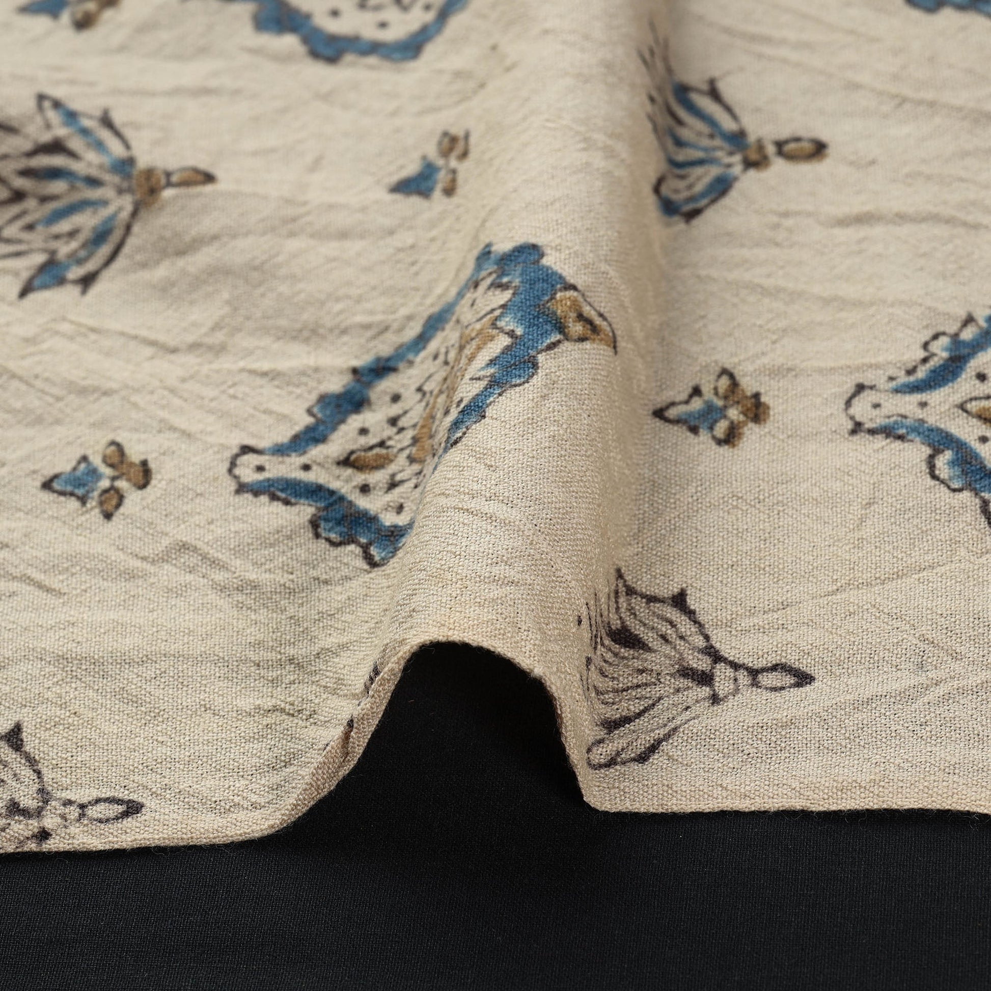 Beige - Pure Wool Handloom Ajrakh Print Fabric 04