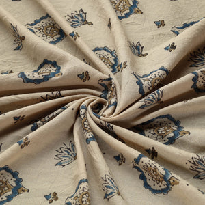 Beige - Pure Wool Handloom Ajrakh Print Fabric 04
