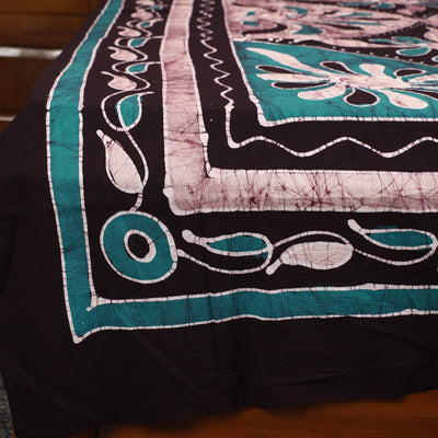 Brown - Hand Batik Printed Cotton Single Bed Cover (96 x 59 in) 65