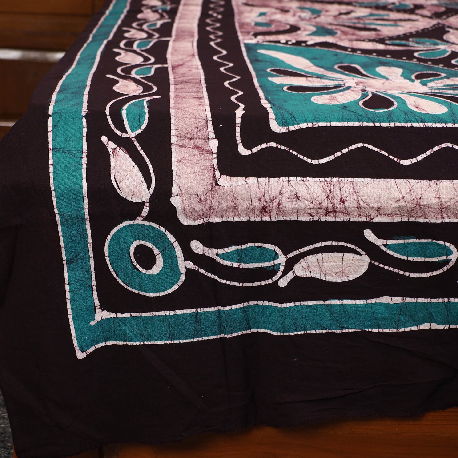 Brown - Hand Batik Printed Cotton Single Bed Cover (96 x 59 in) 65