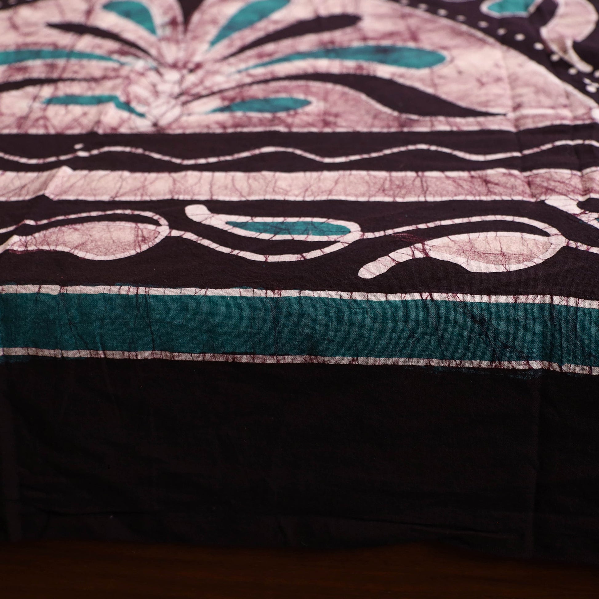 Brown - Hand Batik Printed Cotton Single Bed Cover (96 x 59 in) 65
