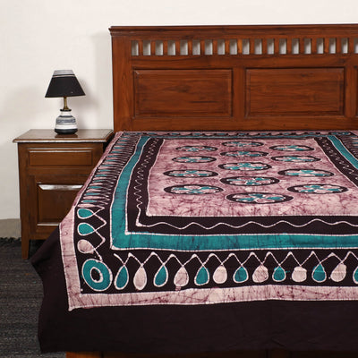 Brown - Hand Batik Printed Cotton Single Bed Cover (96 x 59 in) 67