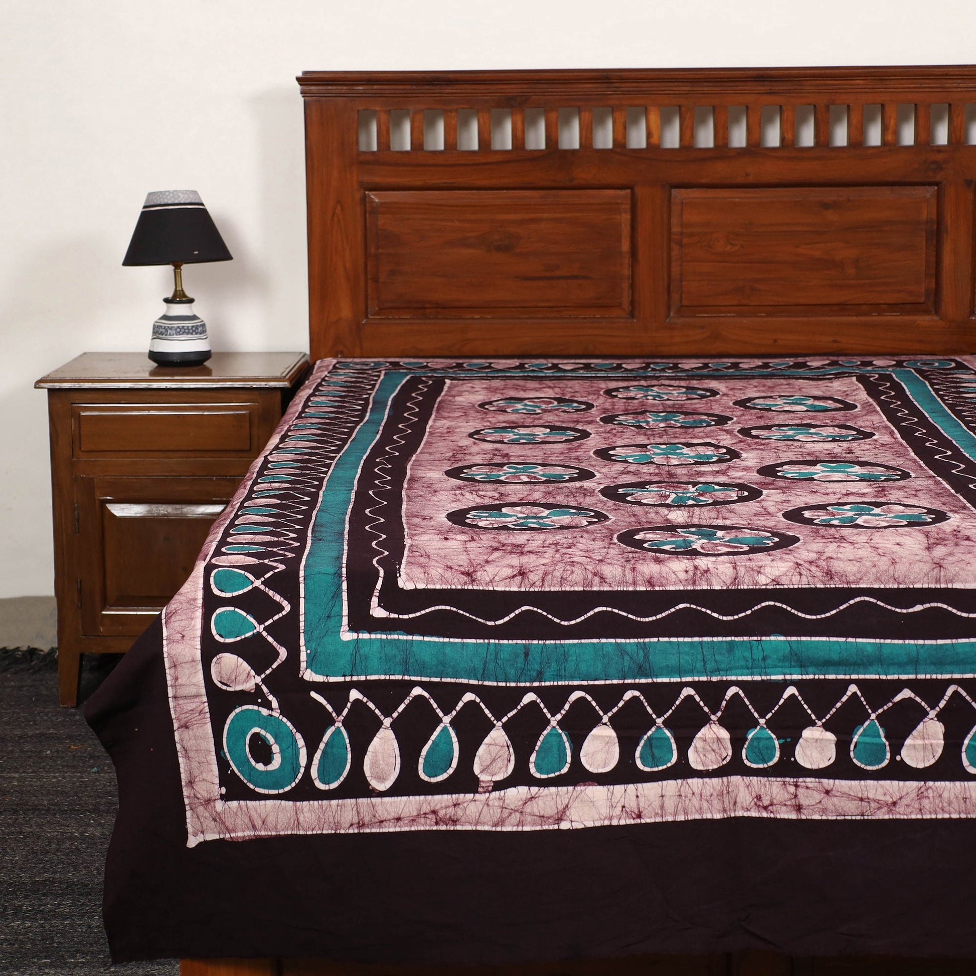Brown - Hand Batik Printed Cotton Single Bed Cover (96 x 59 in) 67