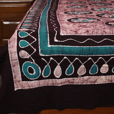 Brown - Hand Batik Printed Cotton Single Bed Cover (96 x 59 in) 67