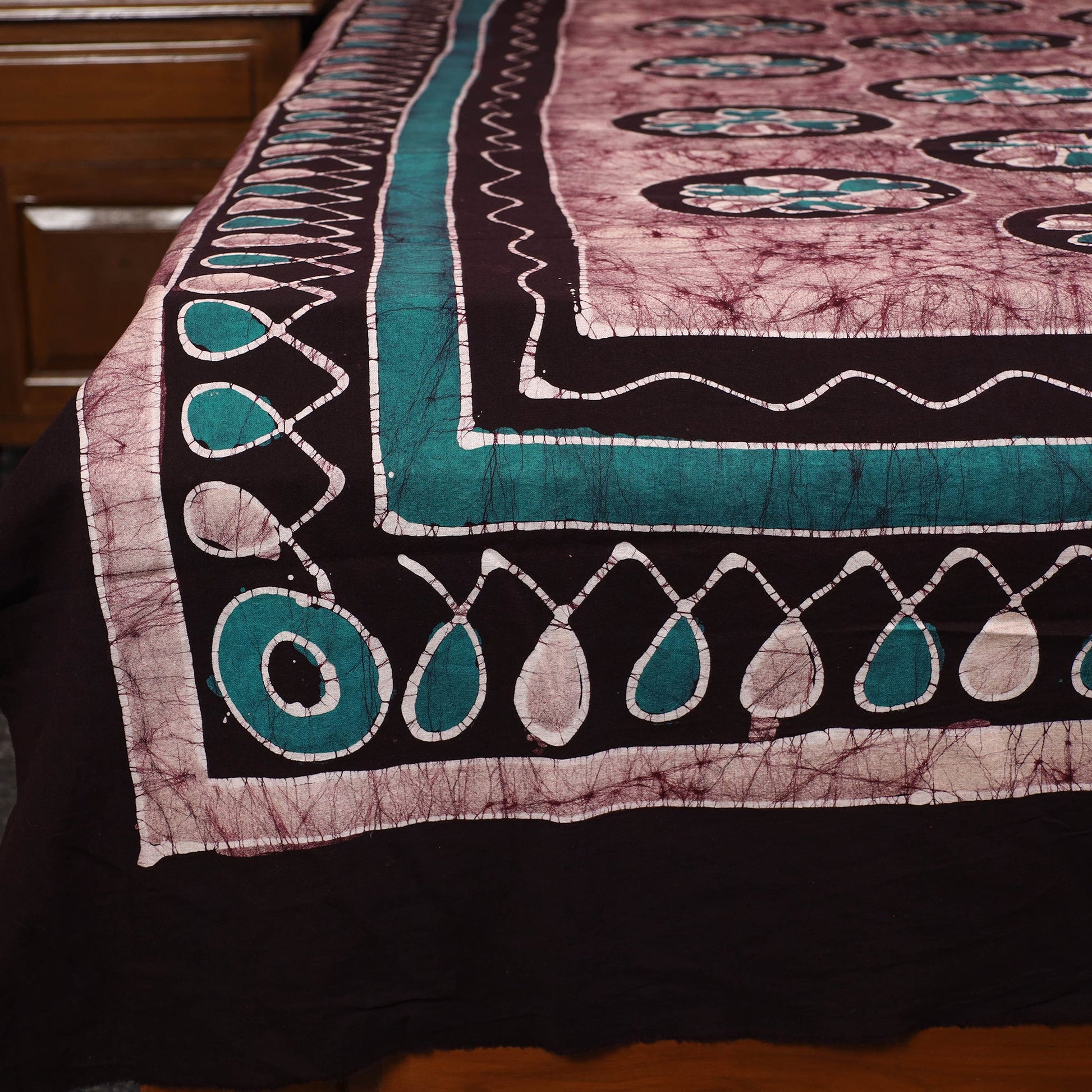 Brown - Hand Batik Printed Cotton Single Bed Cover (96 x 59 in) 67