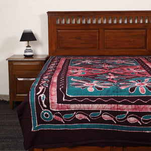 Brown - Hand Batik Printed Cotton Single Bed Cover (96 x 59 in) 69