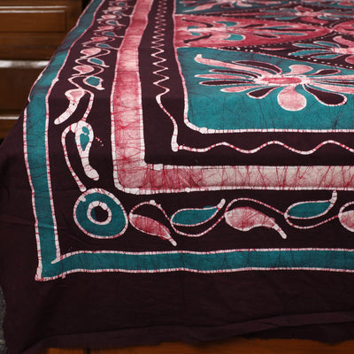 Brown - Hand Batik Printed Cotton Single Bed Cover (96 x 59 in) 69