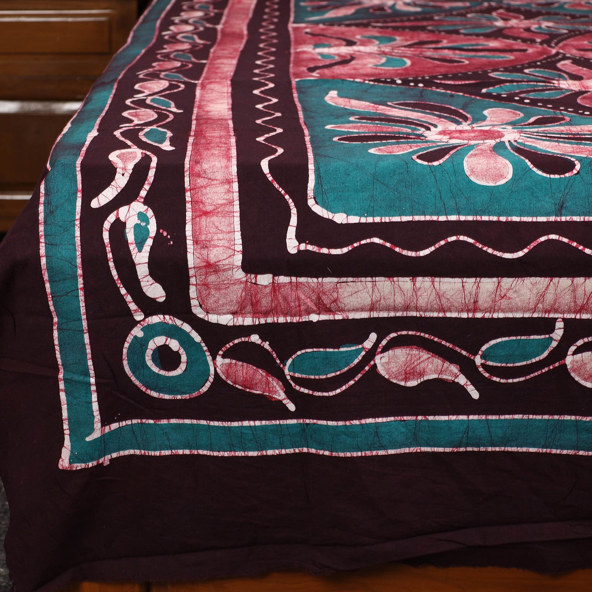 Brown - Hand Batik Printed Cotton Single Bed Cover (96 x 59 in) 69