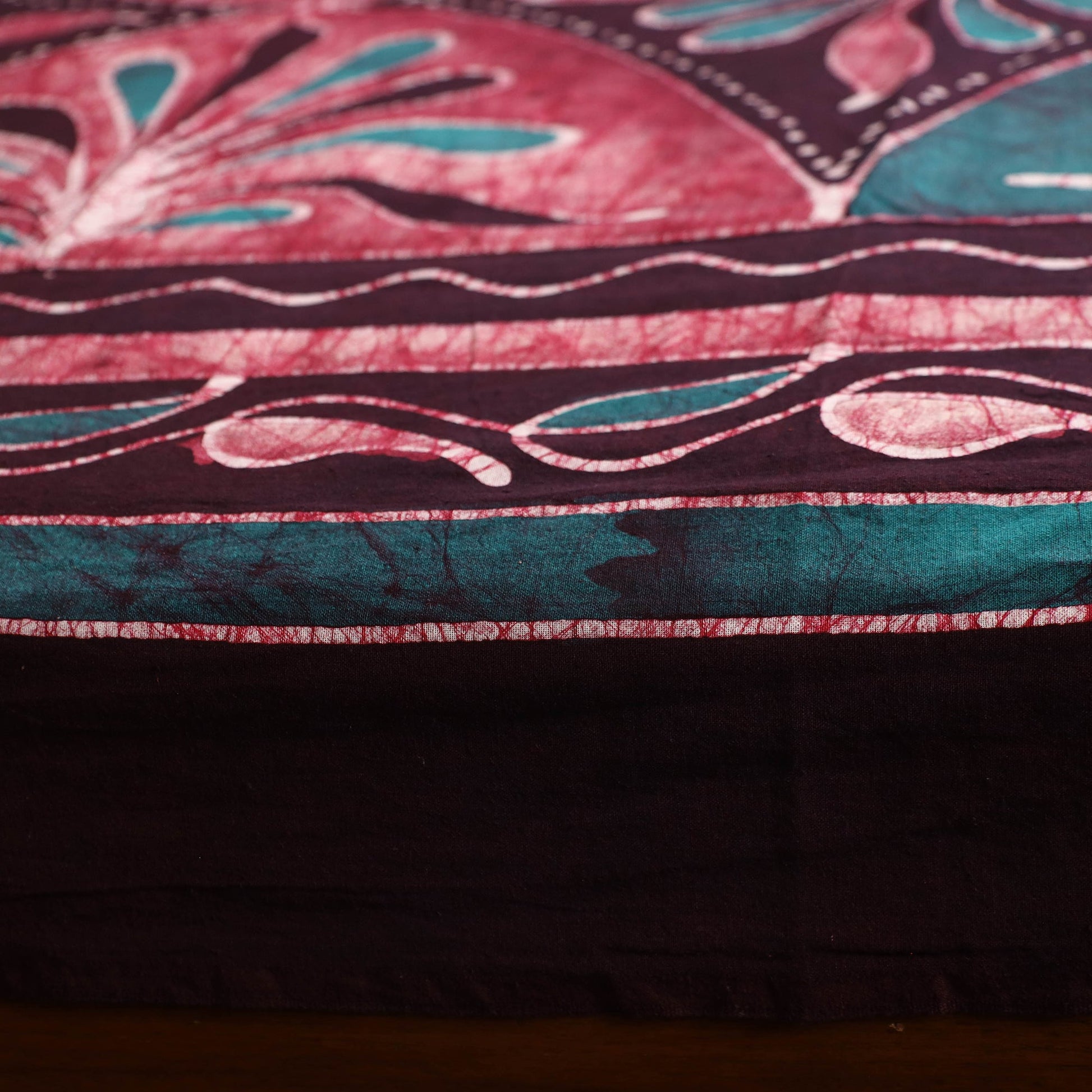 Brown - Hand Batik Printed Cotton Single Bed Cover (96 x 59 in) 69